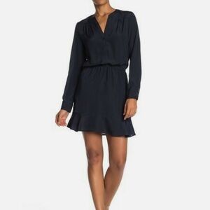 Joie Navy Long Sleeve Ruffle Dress